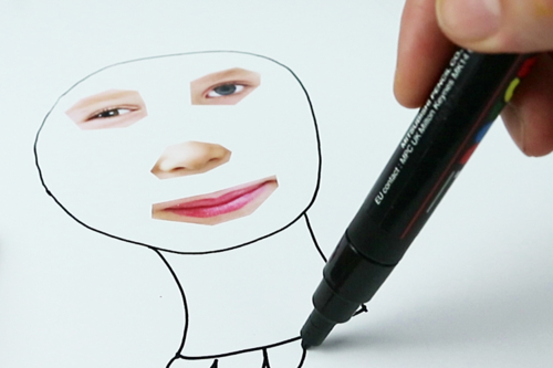 Portraits rigolos avec la technique de l'encre soufflée