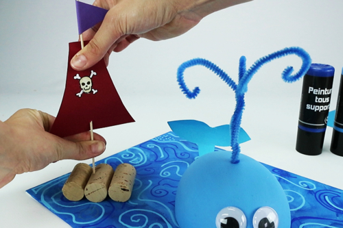 Tableau 3D : Baleine et bateau pirate