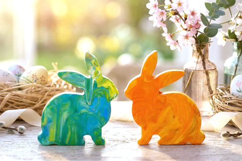 Lapin en bois marbrés - Peinture propre