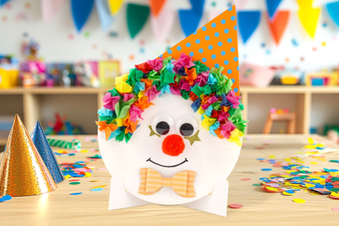 Clown avec du papier de soie