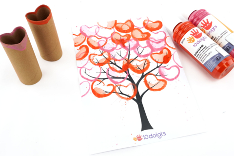 Peinture à bulle : arbre de saint-valentin