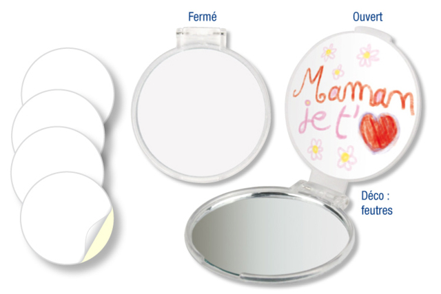  Miroir de sac à main - Miroirs à décorer - 10doigts.fr