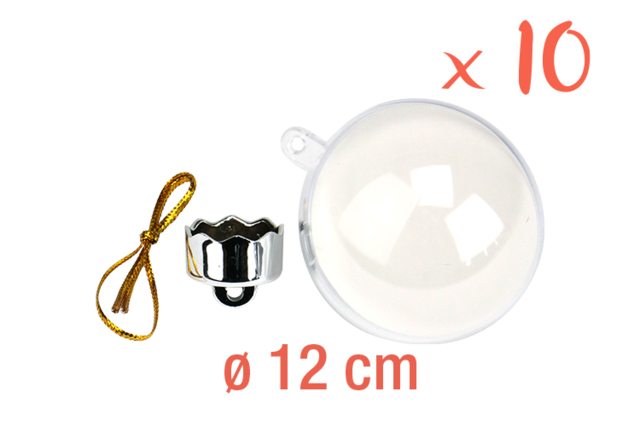 10 Boules plastiques 12 cm  - Boules de Noël DIY - 10doigts.fr
