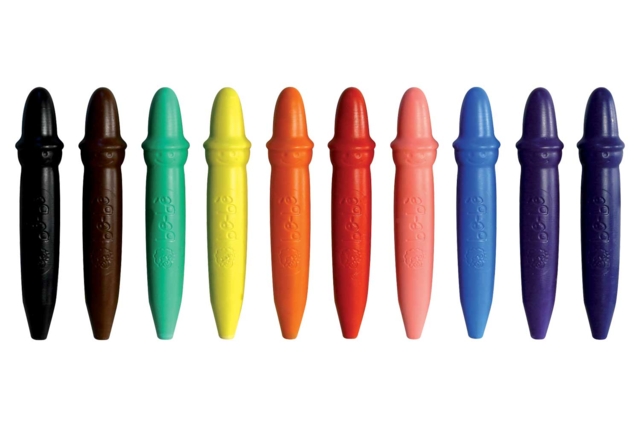 10 Crayons cire Giotto Bé-bé + taille-crayons - Crayons cire : l'éveil au dessin en toute liberté - 10doigts.fr