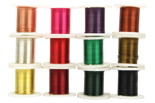 12 bobines de fil cuivre 2,7 mètres - Ø 0,46 mm - Fils créatifs à tordre et modeler - 10doigts.fr