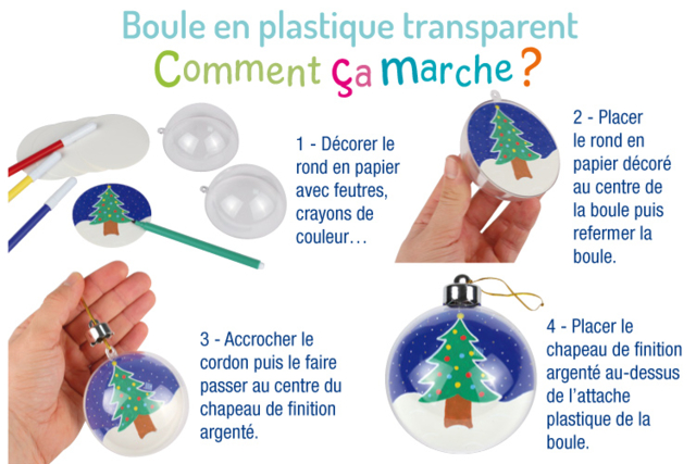 Boules en plastique transparent 3 en 1 - Boules de Noël DIY - 10doigts.fr