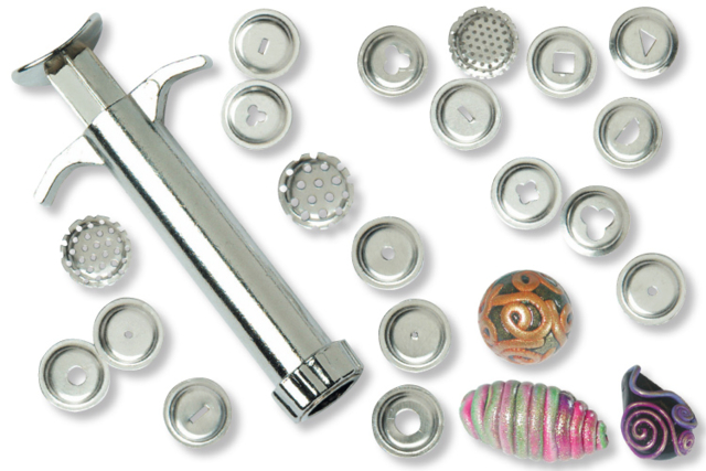 Seringue extrudeuse + 19 formes d'extrusion - Outils de Modelage - 10doigts.fr