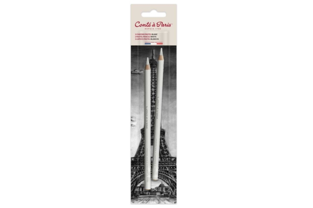 2 Crayons Pastels Blancs  - Conté Paris - Pastels Beaux Arts - 10doigts.fr