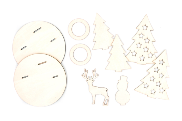 2 scène de noel avec bougeoir - Bougeoirs en bois - 10doigts.fr
