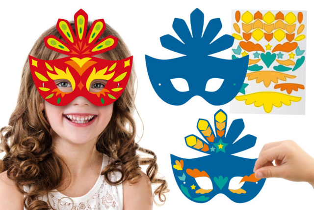 Masques Carnaval + gommettes + strass - Masques de Carnaval - 10doigts.fr