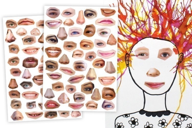 Gommettes visages réalistes et rigolos - Gommettes yeux, visages et smileys pour des créations pleines d’expression - 10doigts.fr