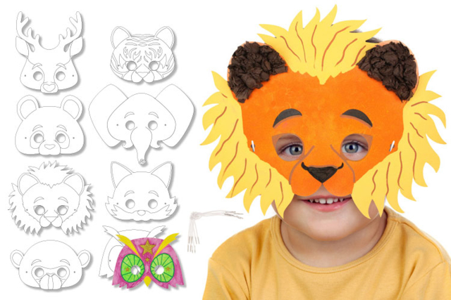 Masques animaux à décorer - Masques créatifs enfants - 10doigts.fr