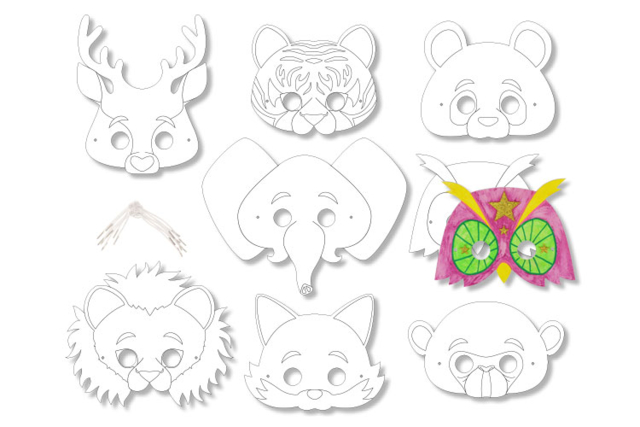Masques animaux à décorer - Masques créatifs enfants - 10doigts.fr