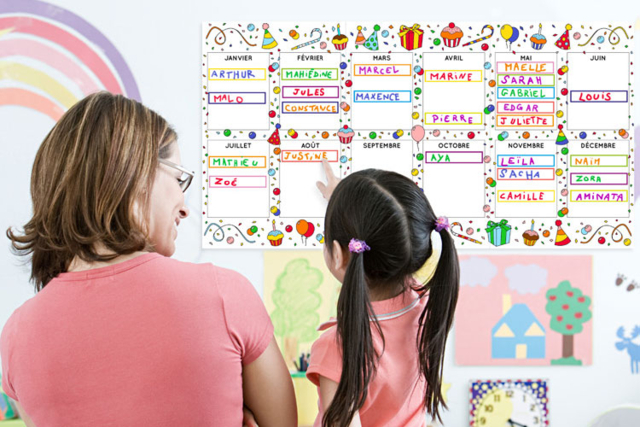 Calendrier d'anniversaire pour collectivités - Calendriers à décorer et à personnaliser - 10doigts.fr