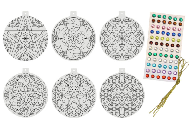 Boules de Noël Mandala à colorier - Kits créatifs de Noël pour les enfants - 10doigts.fr
