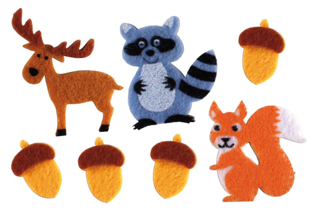 Stickers Animaux de la fôret en feutrine - Stickers en feutrine : du relief et de la texture dans vos créations - 10doigts.fr