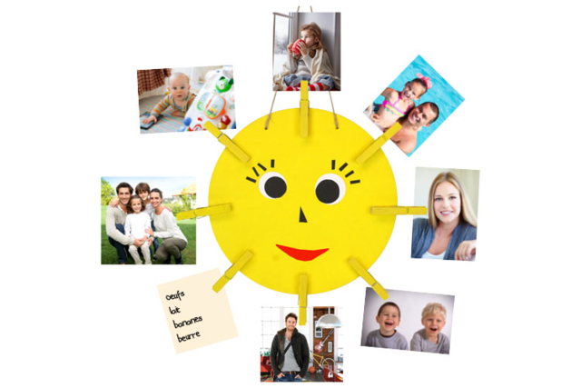 Kit Porte photo Soleil - Cadres et clips photos : des supports uniques pour afficher vos souvenirs - 10doigts.fr