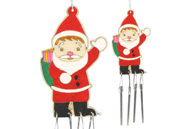 Kit carillon Père Noël - Mobile en bois à fabriquer et carillons - 10doigts.fr