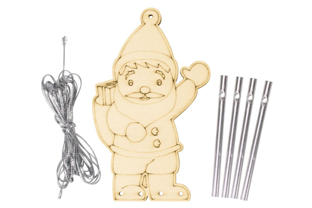 Kit carillon Père Noël - Mobile en bois à fabriquer et carillons - 10doigts.fr