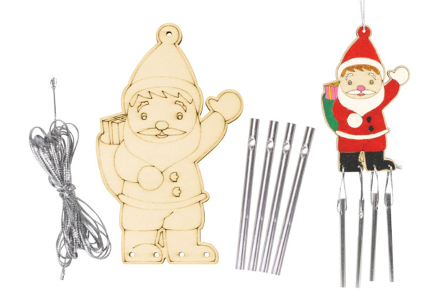 Kit carillon Père Noël - Mobile en bois à fabriquer et carillons - 10doigts.fr