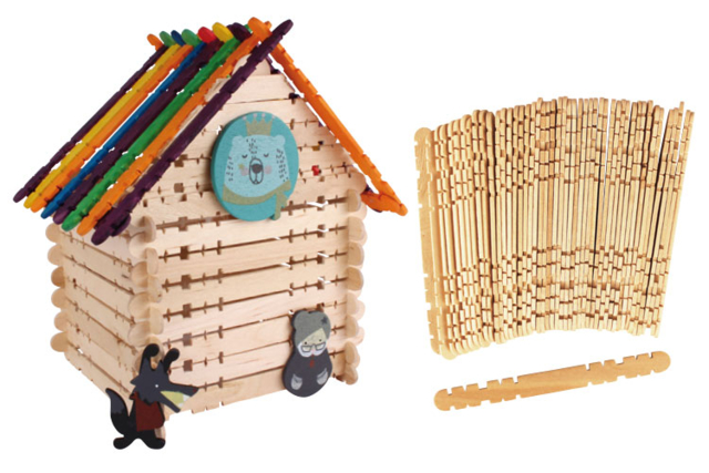 Batonnets crantés pour construction - Accessoires en bois - 10doigts.fr