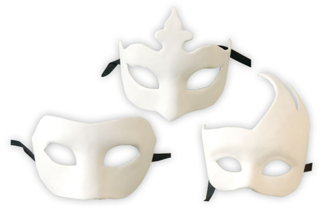 Masques Vénitiens en papier comprimé recyclé blanc - Masques de Carnaval - 10doigts.fr