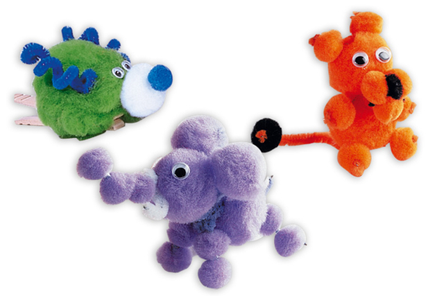 Pompons, couleurs vives et tailles assorties - Pompons pour bricolage créatif - 10doigts.fr