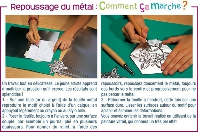 Métal à repousser pas à pas - Métal à repousser : tout le matériel pour vos créations en relief - 10doigts.fr