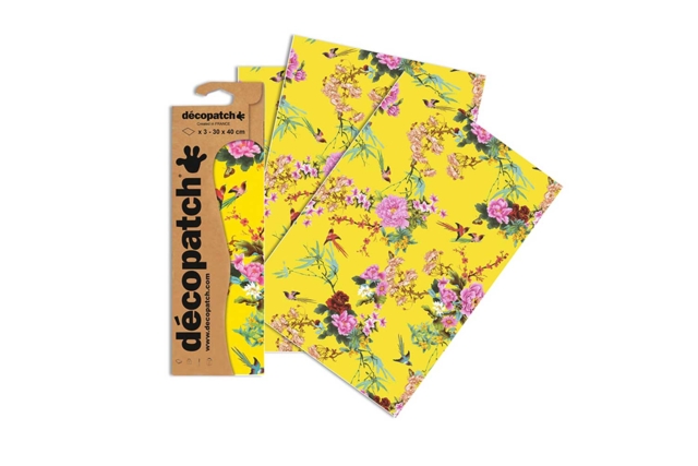 3 feuilles decopatch jaune  - Papiers Décopatch - 10doigts.fr