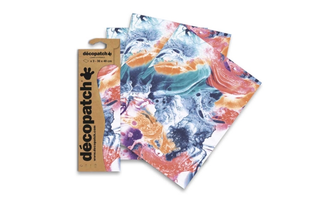 3 feuilles decopatch marbling - Papiers Décopatch - 10doigts.fr