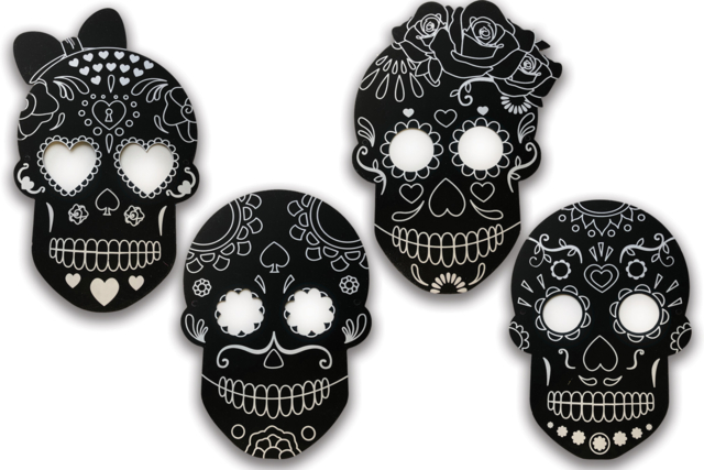 4 Masques à gratter tête de mort - Masques créatifs enfants - 10doigts.fr