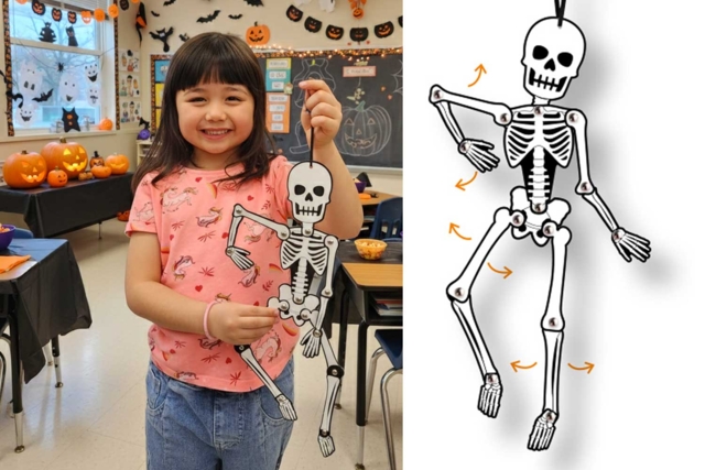 4 Mobiles squelette articulé - Kits créatifs Halloween - 10doigts.fr