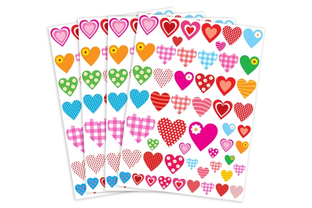 4 planches de gommettes coeurs - Gommettes cœur : des cœurs adhésifs pour vos activités créatives - 10doigts.fr