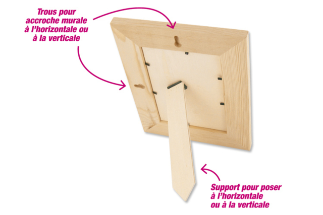 Cadre photo en bois avec vitre 23 x 18 cm - Cadres photo en bois à décorer - 10doigts.fr