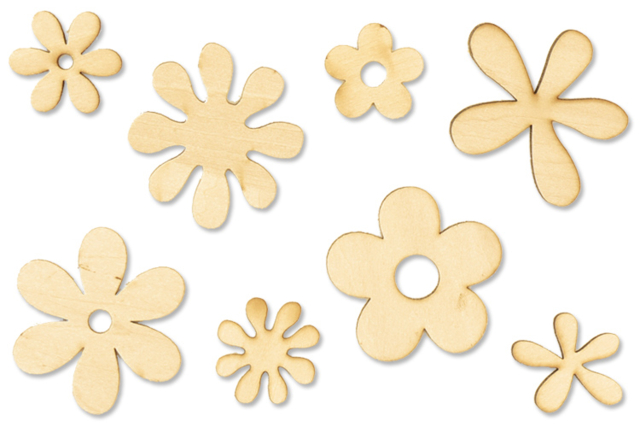 Fleurs en bois naturel - Décorations en bois brut : tranches et bois naturel déco - 10doigts.fr