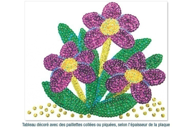 Carton plume ou plaque polystyrène : créations avec des paillettes cuvettes rondes à trou - Carton plume et polystyrène - 10doigts.fr