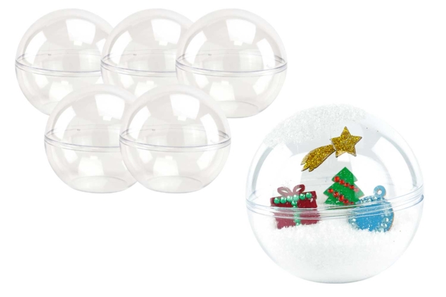 5 boules en plastiques - Guirlandes et suspensions Noël - 10doigts.fr