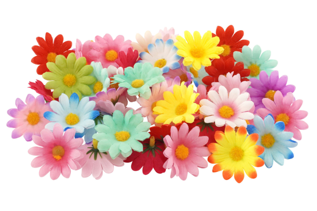 50 Fleurs en tissu - Décorations fleurs et feuilles : ajoutez une touche de nature à toutes vos créations - 10doigts.fr