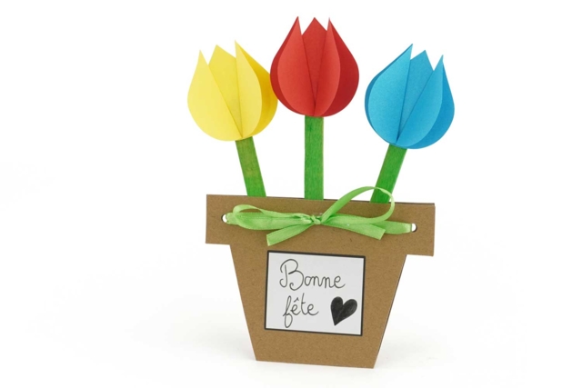 6 cartes tulipes fleurs - Kits fête des parents - 10doigts.fr