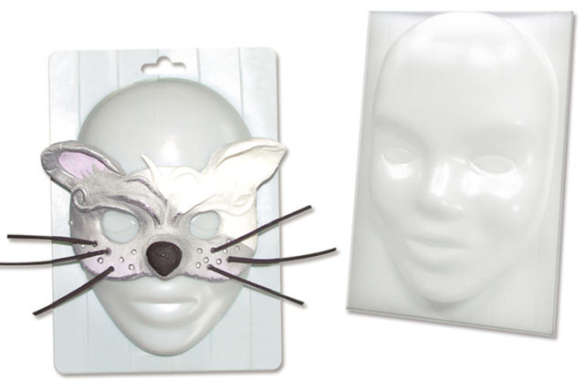 Gabarit pour créer des masques ou des loups - Moules pour plâtre, savon, béton ... - 10doigts.fr
