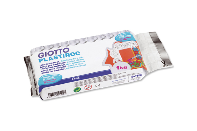 Pain de 1 kg de pâte à modeler Giotto Plastiroc blanche  - Pâtes à modeler autodurcissantes - 10doigts.fr