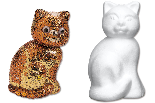 Chat en polystyrène 14 cm - Animaux en polystyrène - 10doigts.fr