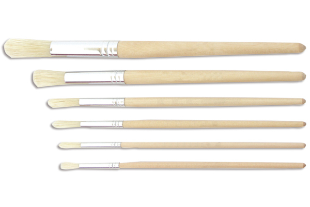 Set de 6 brosses rondes, tailles assorties - Pinceaux brosses - 10doigts.fr
