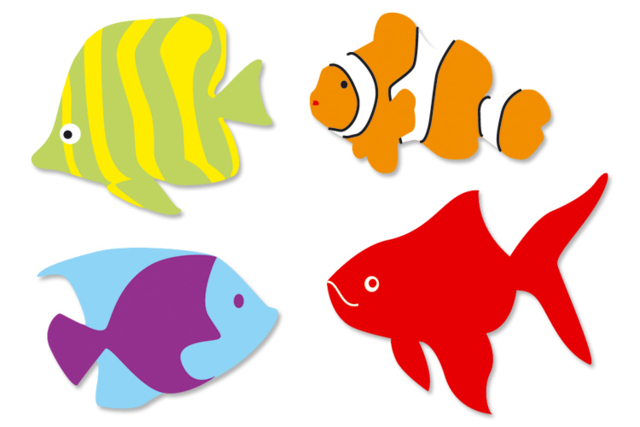 Poissons en bois décoré - Déco en bois peint - 10doigts.fr