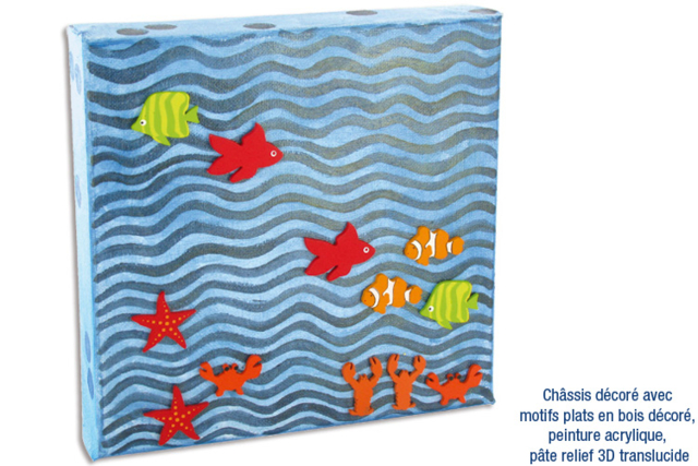 Poissons en bois décoré - Déco en bois peint - 10doigts.fr