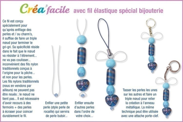 Perles fil élastique CréaFacile 2 - Fils en nylon - 10doigts.fr