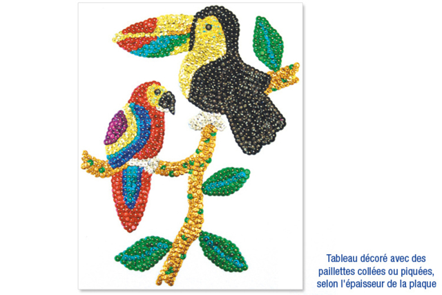 Carton plume ou plaque polystyrène : créations avec des paillettes cuvettes rondes à trou - Plaques en polystyrène - 10doigts.fr