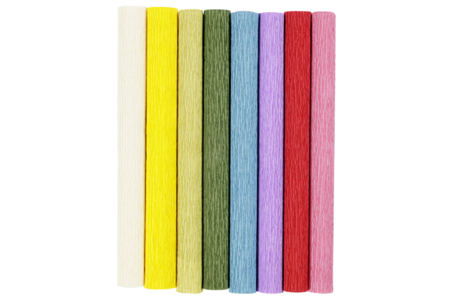 8 feuilles Papier crépon - Couleurs Vives - Fleurs en papier crépon : créez des bouquets éternels - 10doigts.fr