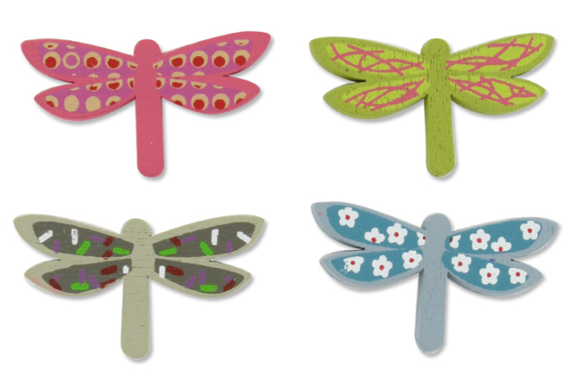 Libellules en bois décoré  - Déco en bois peint - 10doigts.fr