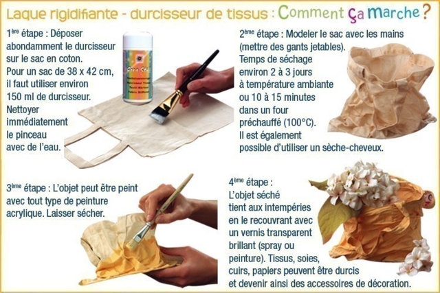 Laque rigidifiante durcisseur de tissus - Colles tissu - 10doigts.fr